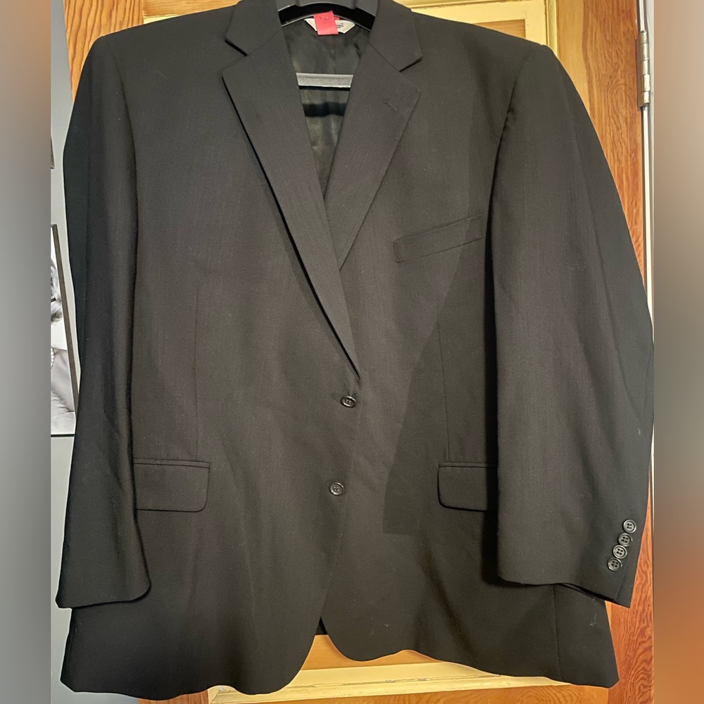 Men’s Classic Black Suit,Pronto Uomo 100% Wool, 54 Regular Jacket, 50 waist pant